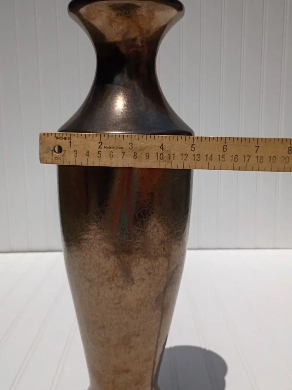 Vintage Haeger Floral Gunmetal Bronze Ceramic Vase 17” Large Mid Century USA MCM